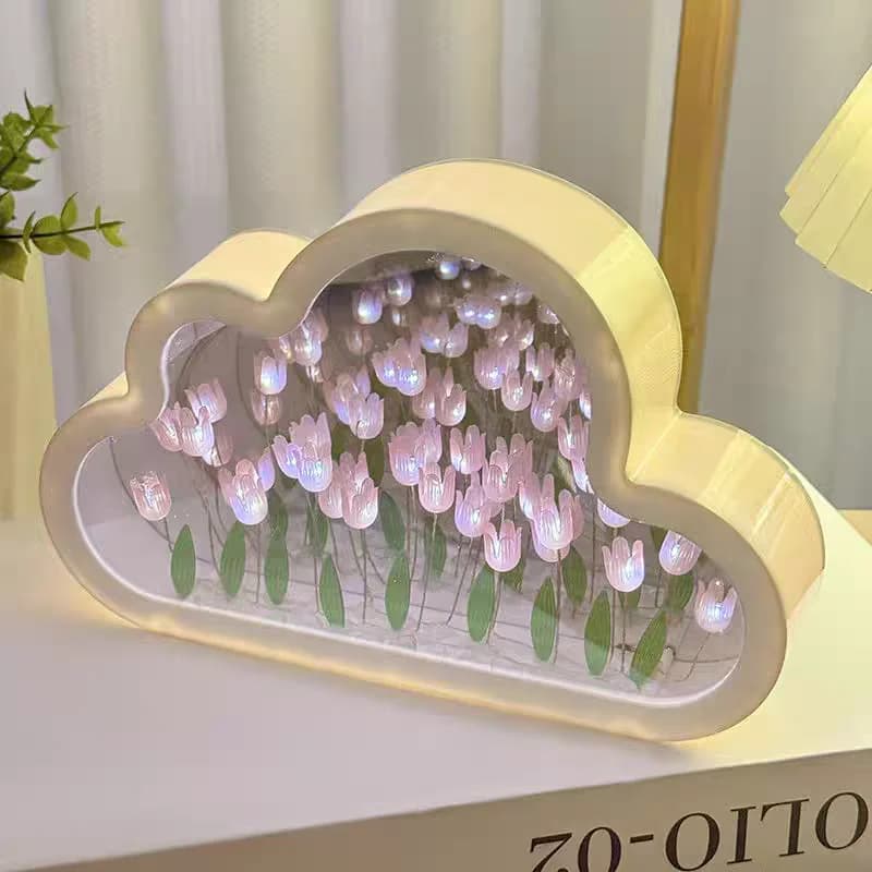 Tulipe nuage mer de fleurs veilleuse faite à la main lumière créative atmosphère lumière transparent