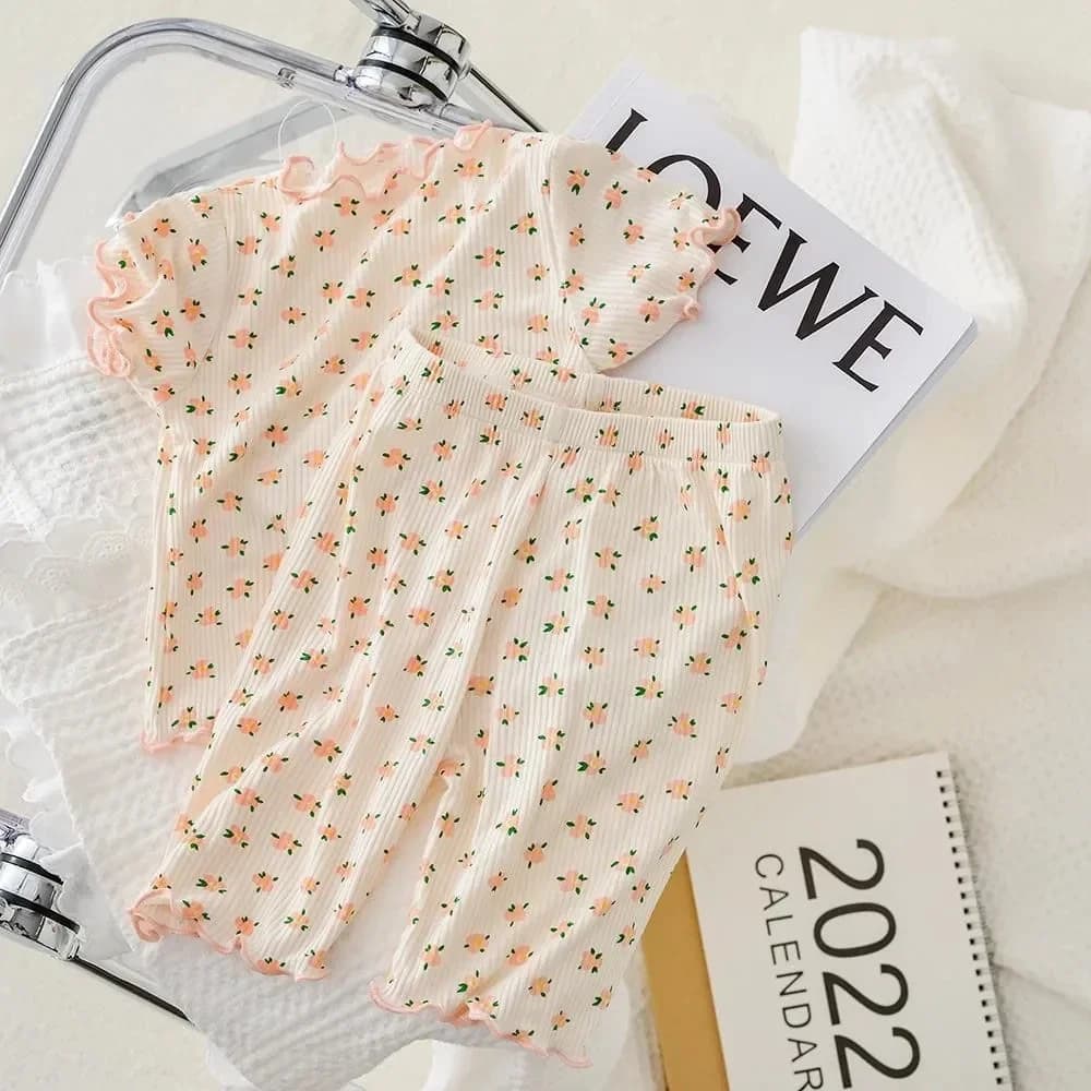 Pyjama pour bébé d'inspiration coréenne – Ensemble pyjama minimaliste à imprimé de points, vêtements