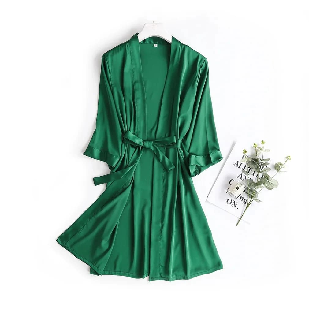 Robe de mariée blanche pour femme, peignoir de matin à manches 3/4, chemise de nuit ample, kimono en