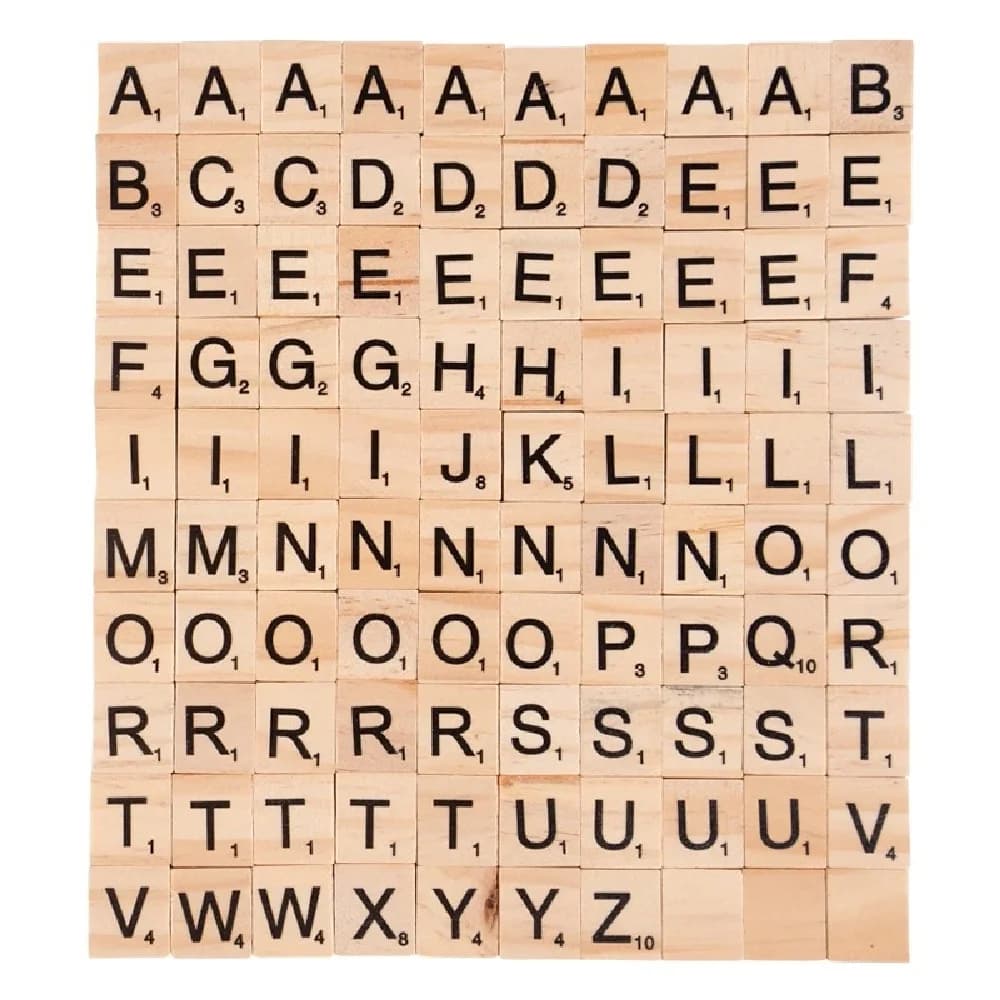 100 pièces de carreaux en bois, 26 lettres anglaises, alphabet numérique, décoration artisanale en b