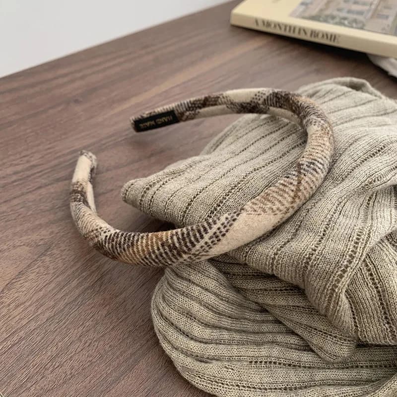 Chouchous épais à carreaux pour jeunes filles, style britannique, bande de sauna marron, accessoires