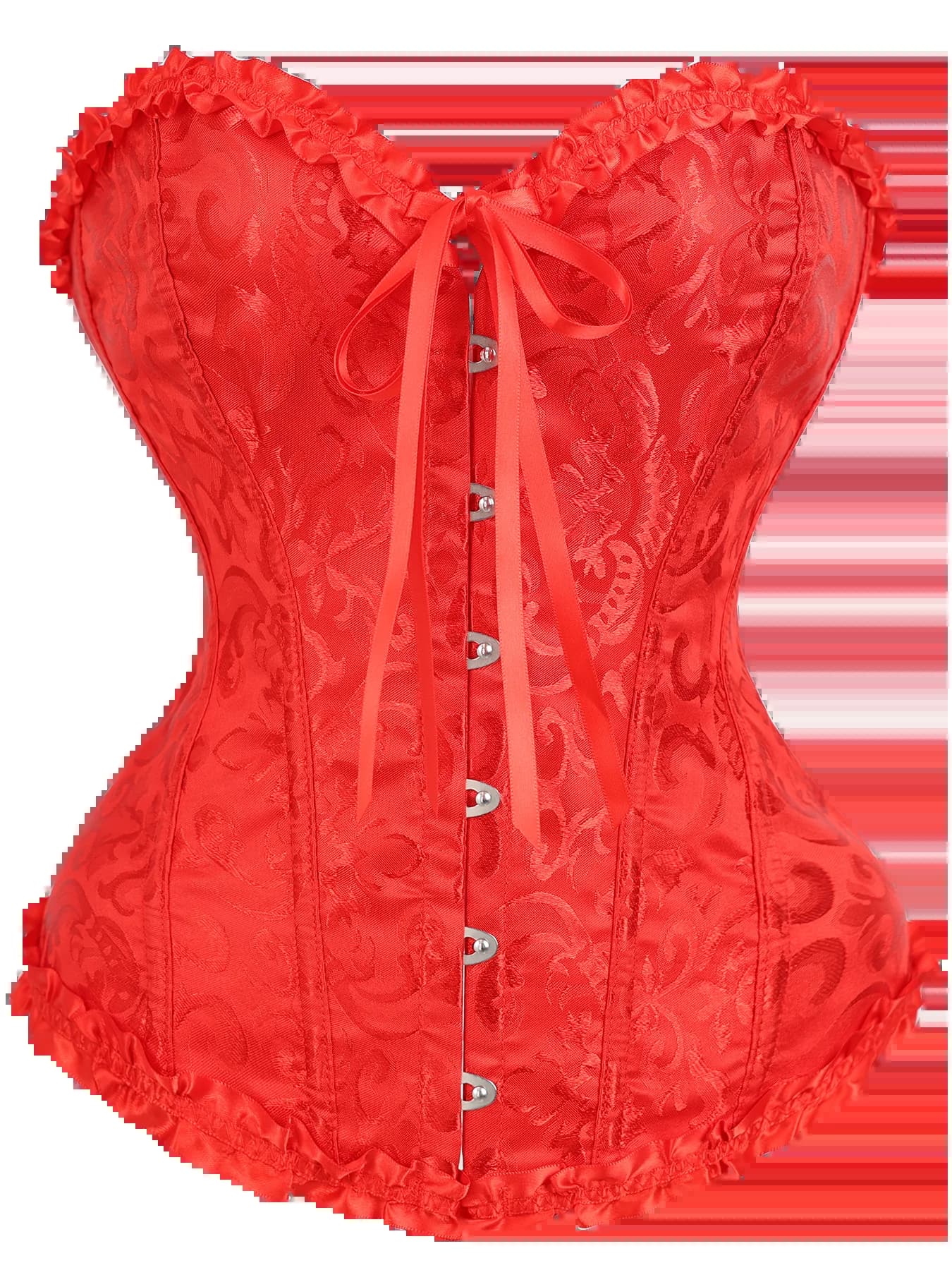 Haut corset jacquard rouge, bustier sans bretelles avec baleines en acier et dos lacé pour mariage, 