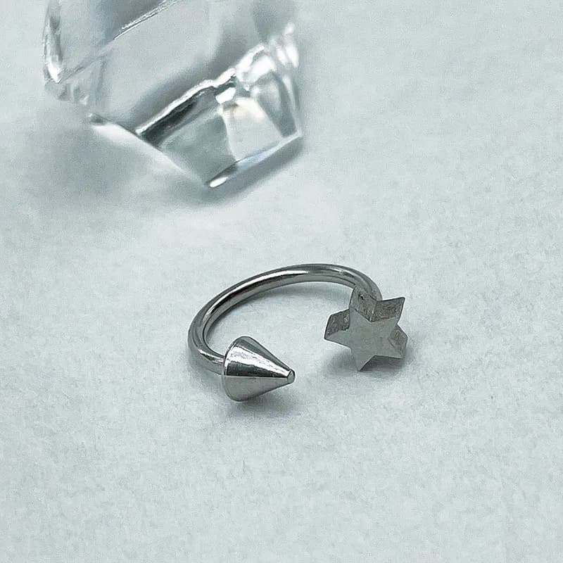 1 pièce, piercing tendance, style cool et doux, en acier inoxydable, 1,2 mm, étoile, pointe ronde, p