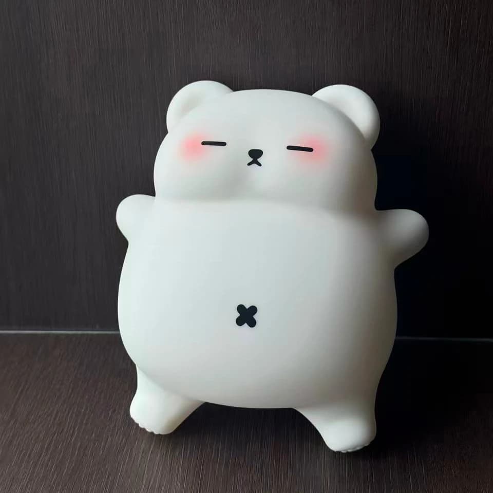 Lampe de sommeil en Silicone grand ours blanc A070, veilleuse de ronflement mignonne, 3 niveaux de l