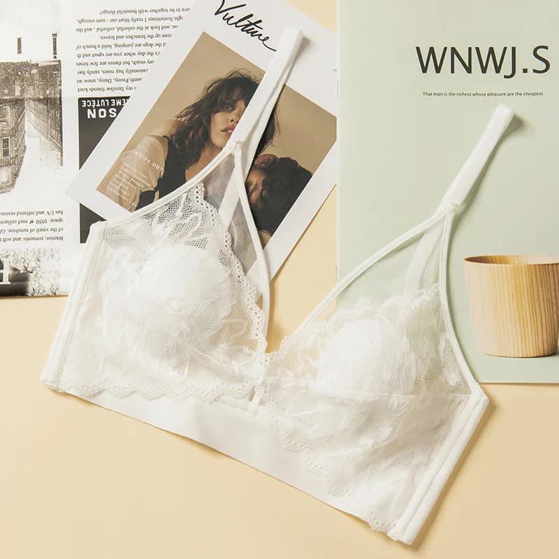 Soutien-gorge Push Up en dentelle pour femmes, Bralettes sans armatures, couleur unie, Patchwork, br