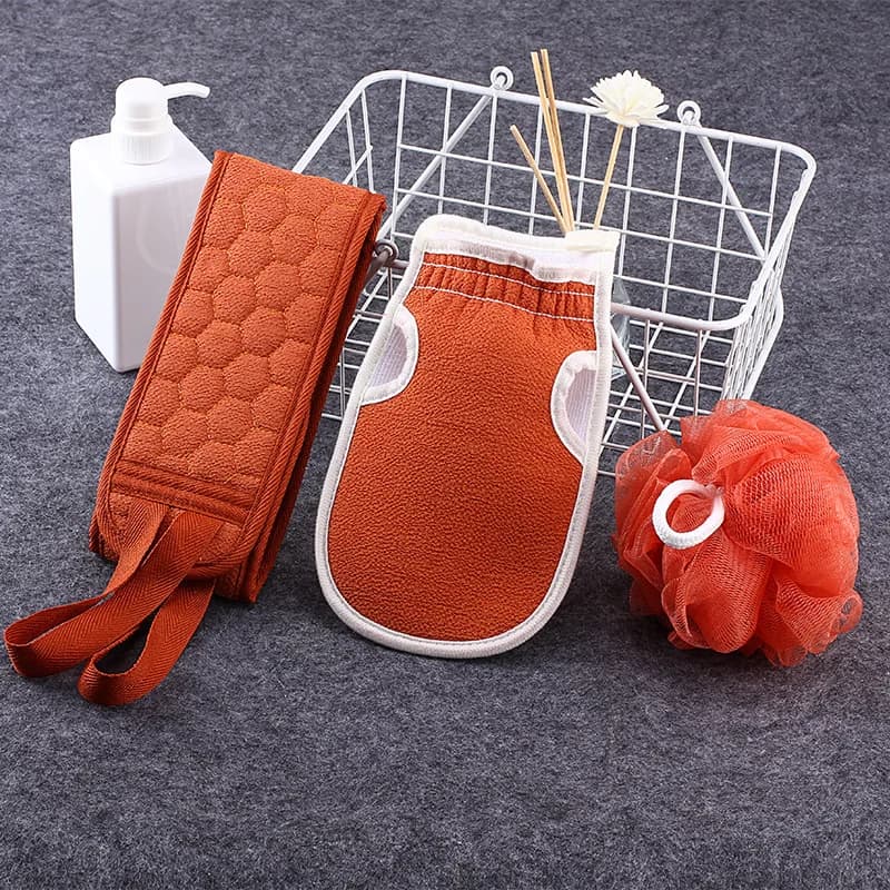 3 pièces/ensemble gant de toilette de nettoyage du corps gants de bain brosse maison bain boule de d