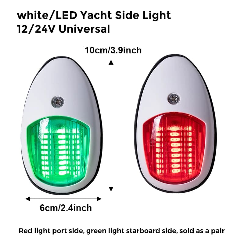 Enquêter de navigation LED côté gauche et côté soleil, feu latéral de yacht, feu de voile pour batea