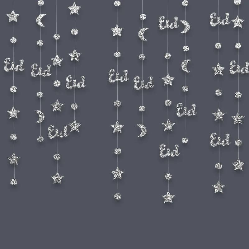 Guirlande de lanterne étoile lune or argent 3M, banderole suspendue pour Ramadan Eid Mubarak, décora