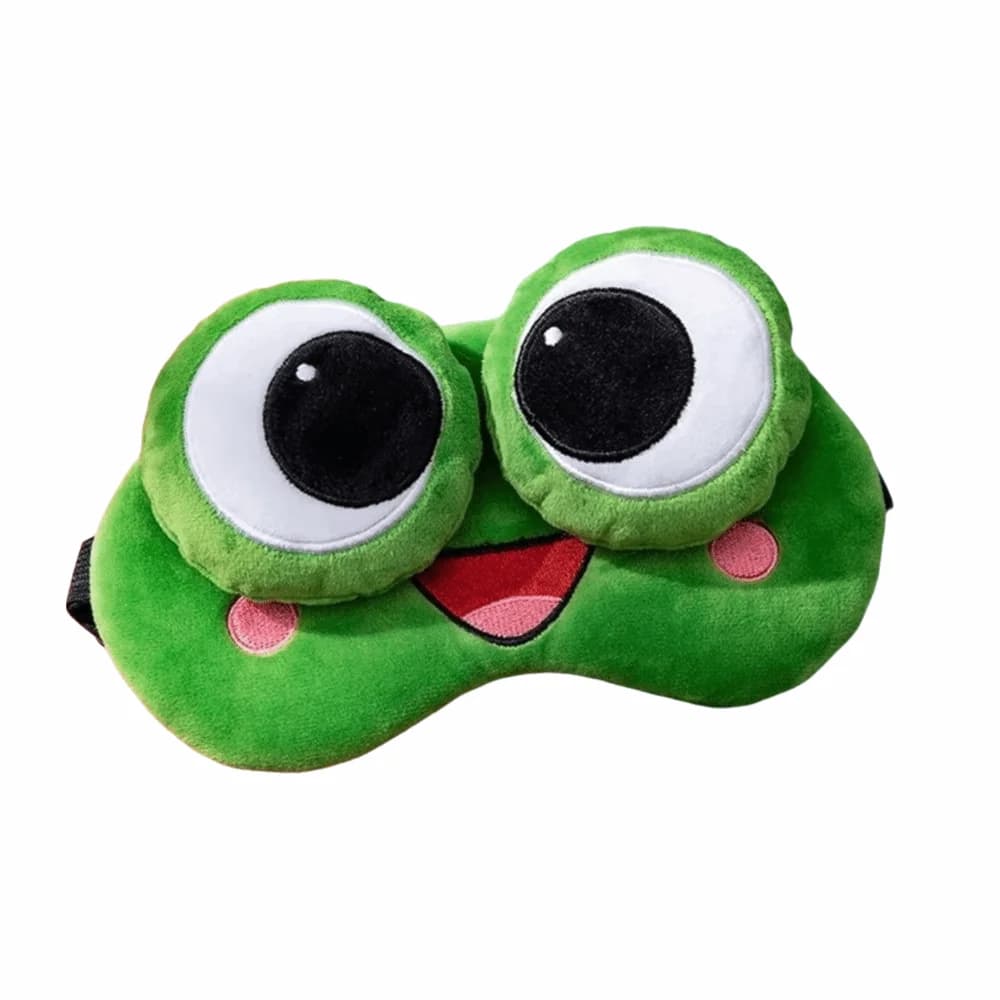 Masque de sommeil grenouille de dessin animé adorable, masque oculaire 3D vert respirant et doux pou