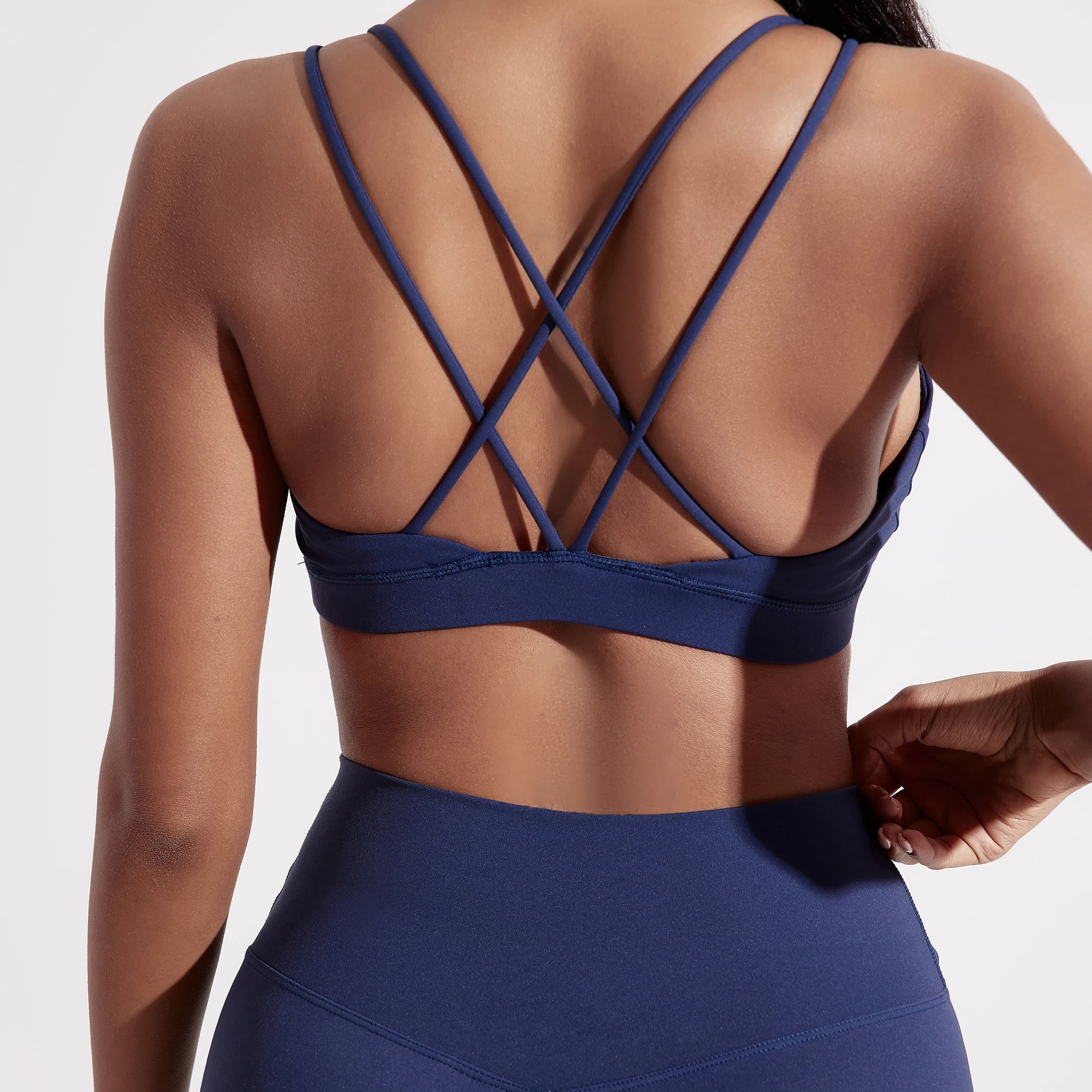 Soutien-gorge de Fitness croisé de couleur unie pour femmes, doux, haute résistance, haut de Sport s