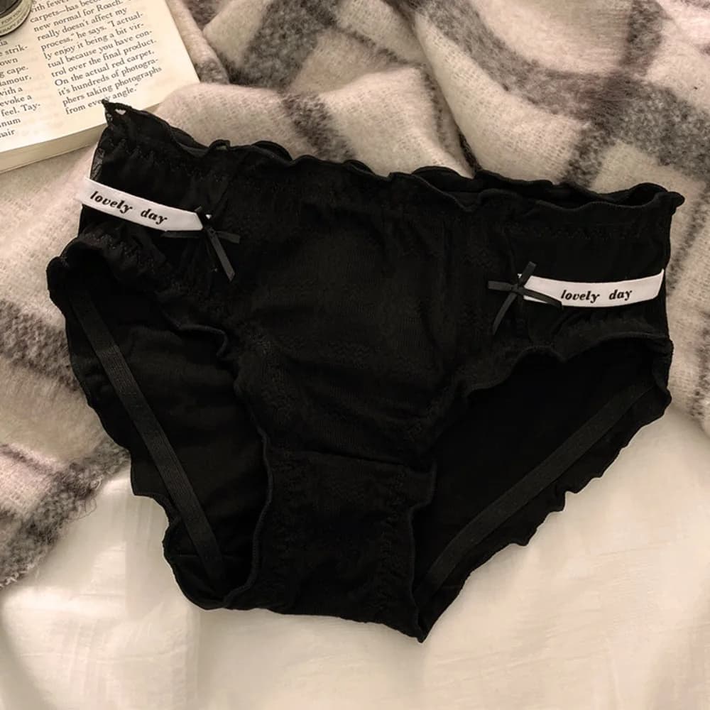 Culottes transparentes sans couture style français avec nœud en dentelle florale, taille mi-haute aj