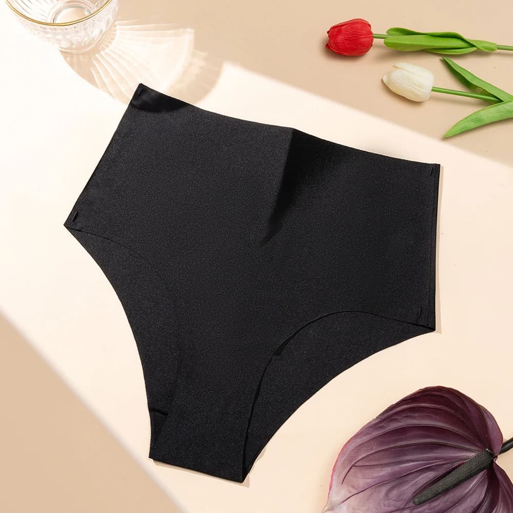 Culotte femme sans couture plaine tache sous-vêtements en soie dames taille haute respirant slip con