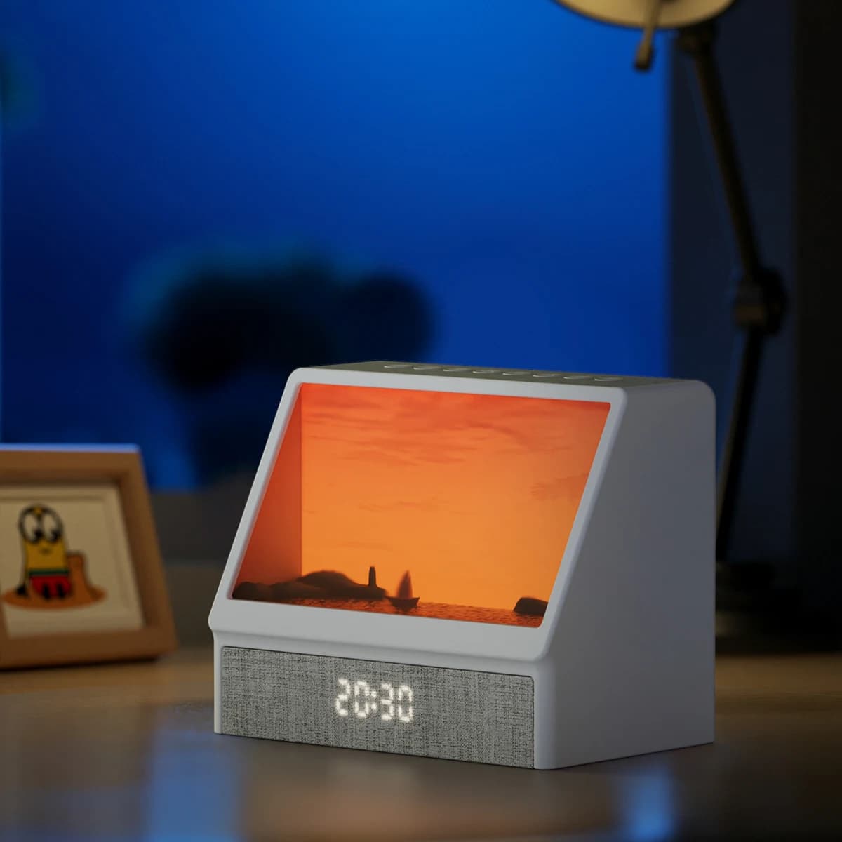 Réveil lever du soleil, veilleuse Bluetooth, lampe de décoration de Table avec télécommande, 5 nivea