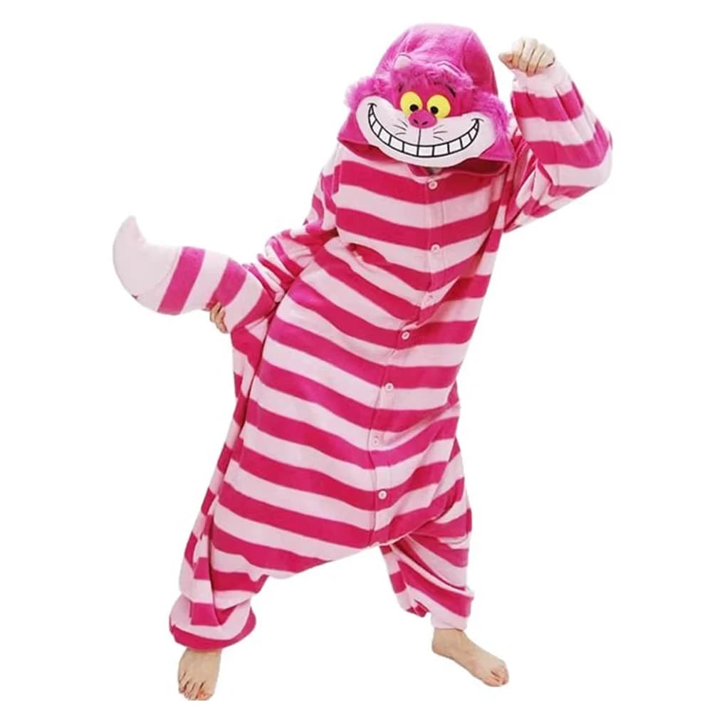 Pyjama Combinaison Chat du Cheshire pour Adultes, Costume de Cosplay Animalier Familial, pour Specta