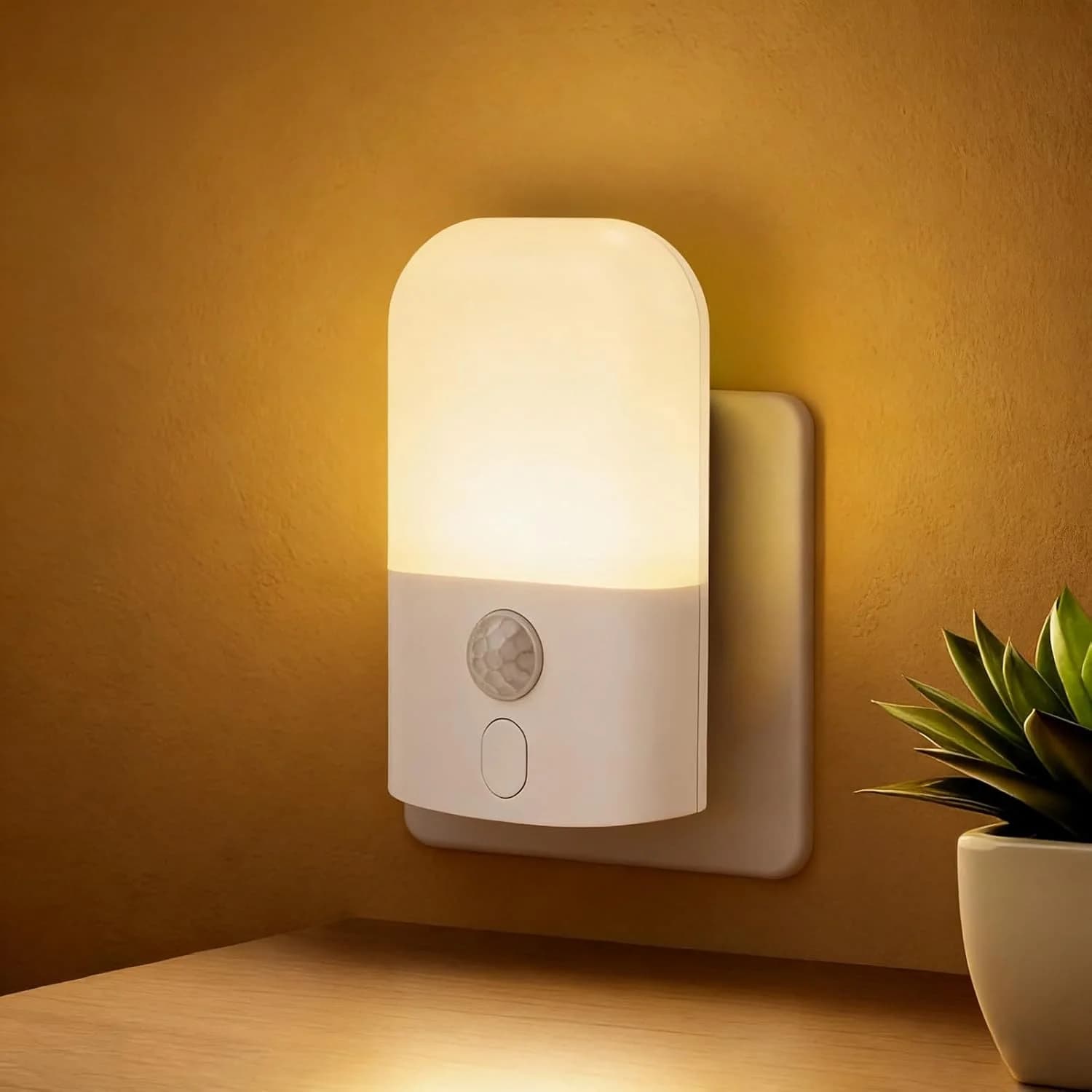 Veilleuse à brancher avec détecteur de mouvement, 5 niveaux de luminosité réglables, lampe à branche