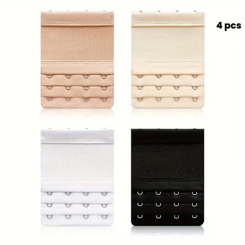 Lot de 4 extensions de soutien-gorge, conception réglable à 3 rangées et 4 crochets, solution pour s