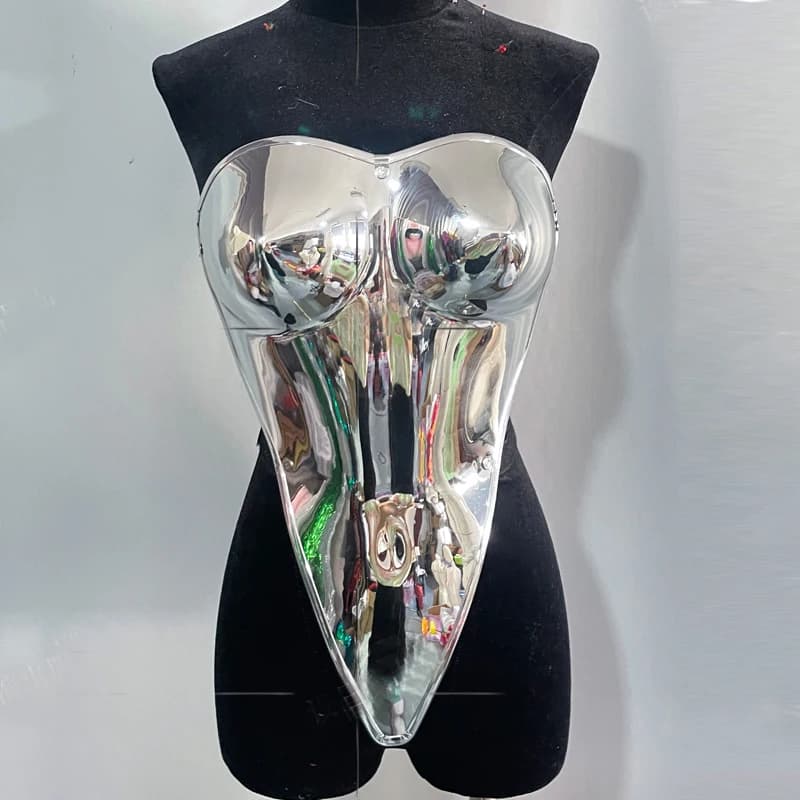 Bar discothèque Bar Dj Ds Gogo Costume femmes argent pôle danse haut Style technique miroir armure R