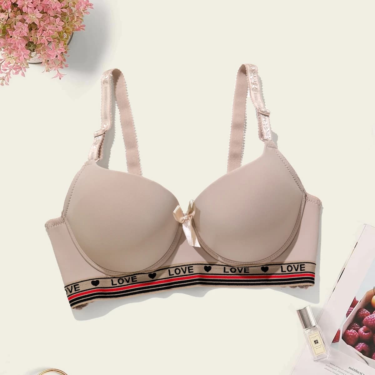 BEAUWEAR – soutien-gorge de Sport à rayures avec lettres imprimées, soutien-gorge Push Up avec fil, 