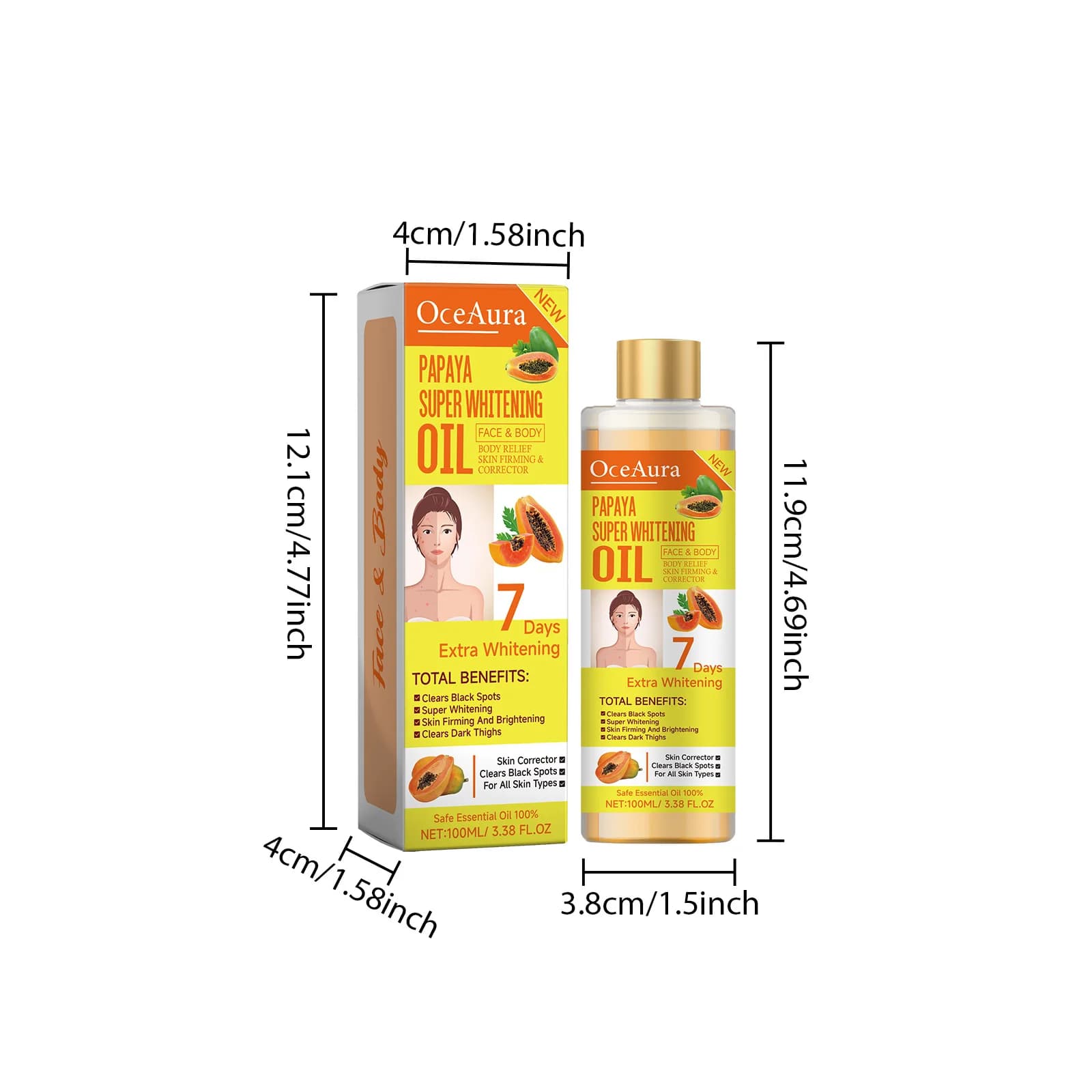 OCEAURA Papaye huile Super blanchissante visage et corps hydratant nourrissant blanchissant huile co