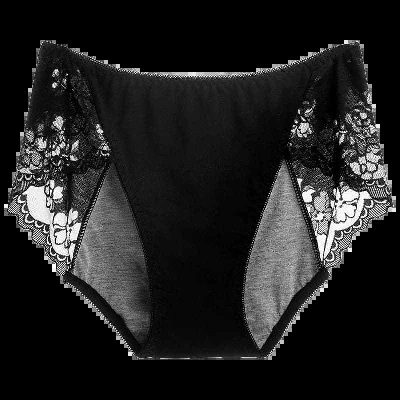 Culotte menstruelle anti-fuite pour femmes, dentelle respirante, sexy, imperméable, taille moyenne, 