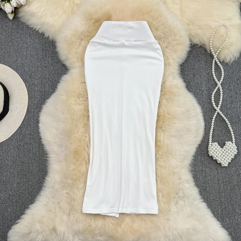 Foamlina été nouvelle mode femmes saveur maigre robe mi-longue femme dos fendu moulante longue genou