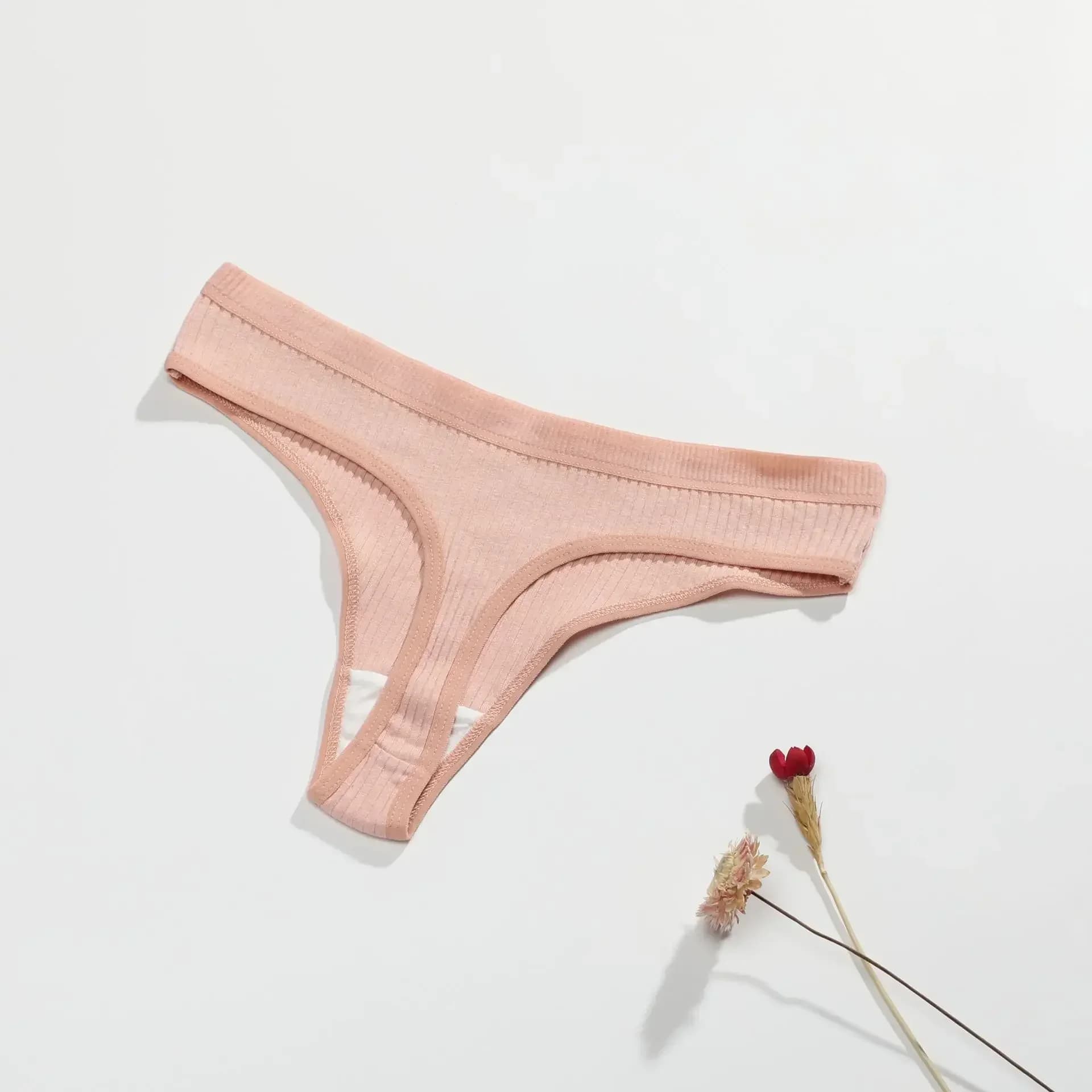 Couleur unie mode coton Sexy femmes tongs G sous-vêtements culottes slips pour dames t-back Lingerie