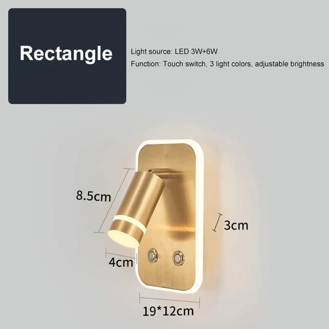Hôtel chambre USB Interface applique corps en métal acrylique abat-jour Spot gradation applique lumi