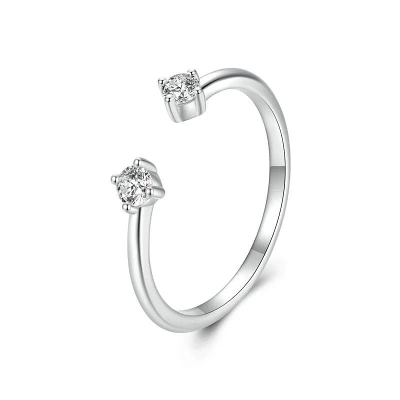 Bamoer U – bague ouverte en moissanite, en argent Sterling 925, Design Double moissanite unique, bag