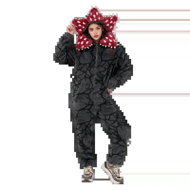 Pyjama pour enfants et adultes, avec motif végétal Demogorgon, en tissu de flanelle, pour garçons et