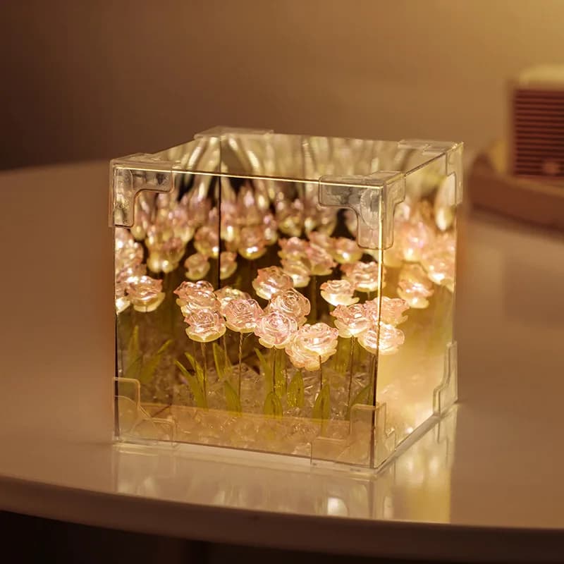 Boîte à fleurs de roses romantique, veilleuse tulipe Led faite à la main, paquet de matériel de bric