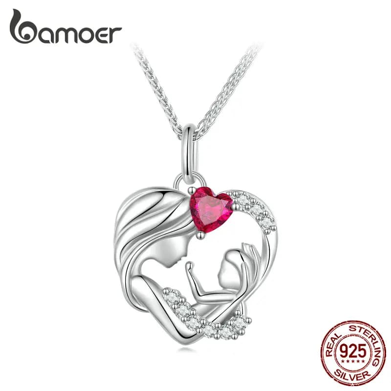 Bamoer – collier avec pendentif mère et enfant, en argent Sterling 925, pour femme, bijou fin, cadea