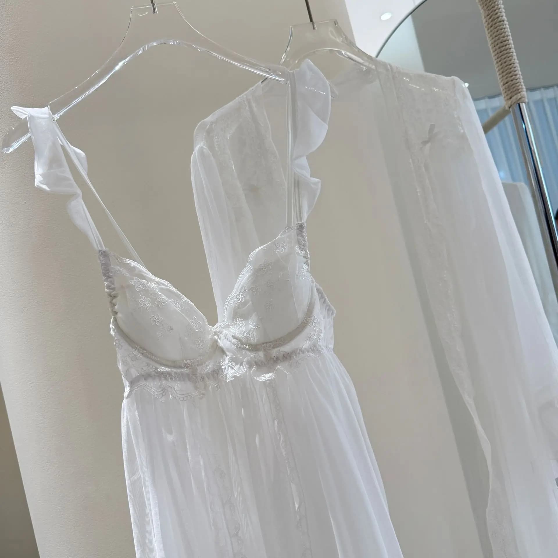Ensemble de Robe de nuit élégante pour femmes, peignoir en maille, chemise de nuit Sexy en dentelle,