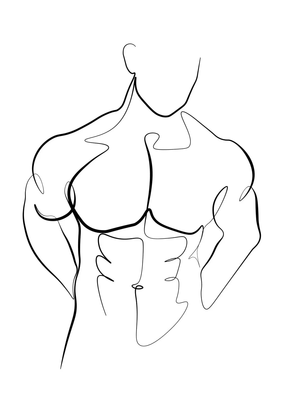 Affiche sur toile abstraite corps masculin, impression de lignes, peinture de figure nue, affiches m