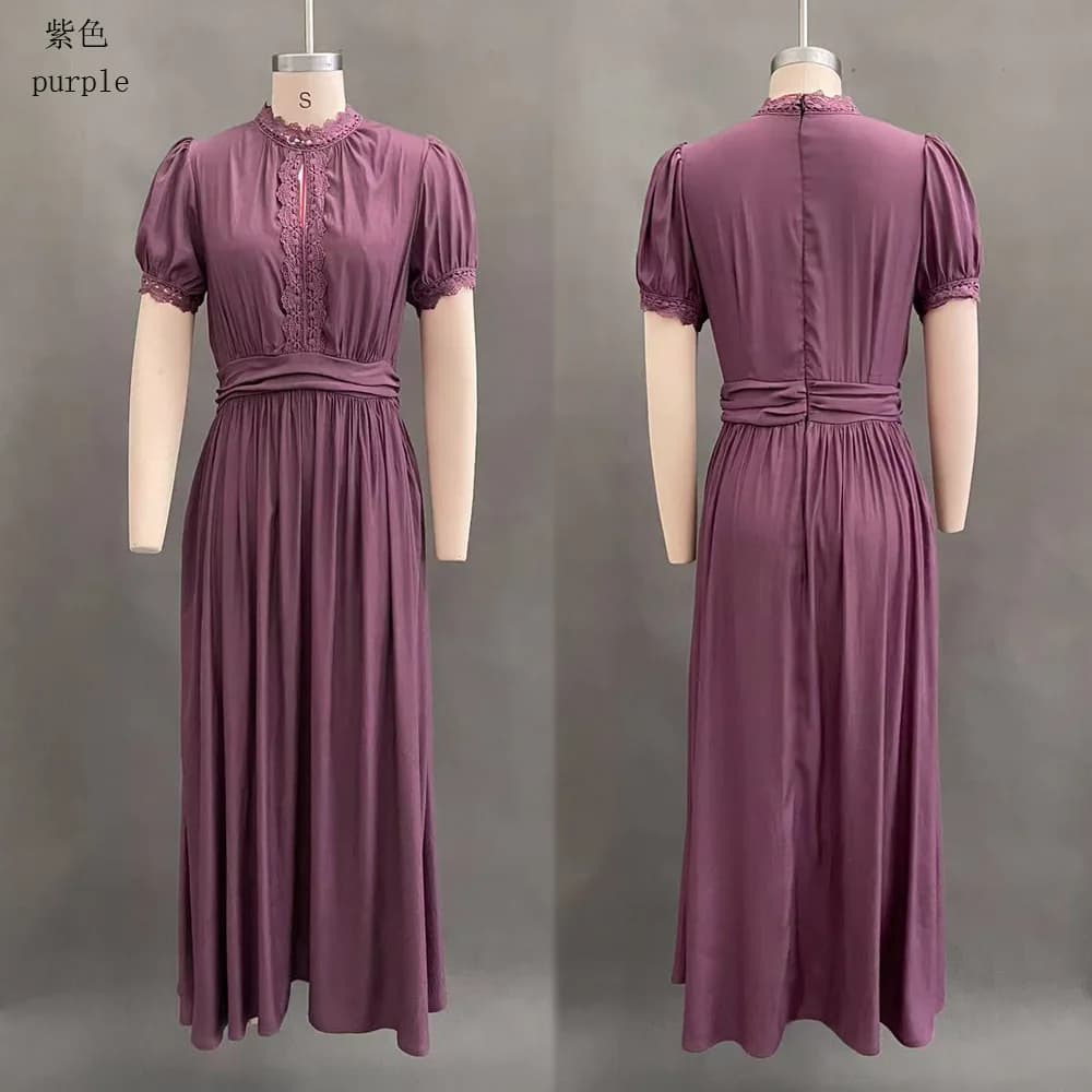 Robe longue col en V pour femme, printemps-été, avec taille cintrée, ourlet à volants, en mousseline