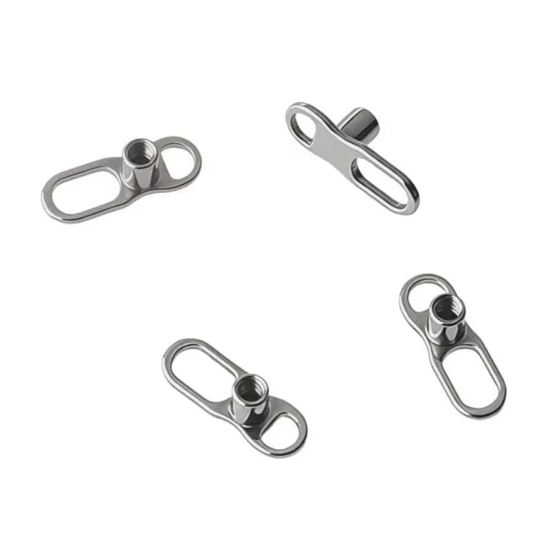 10 pcs/lot haute poli G23 titane haute poli ancre cutanée 2 trous Base corps Piercing bijoux