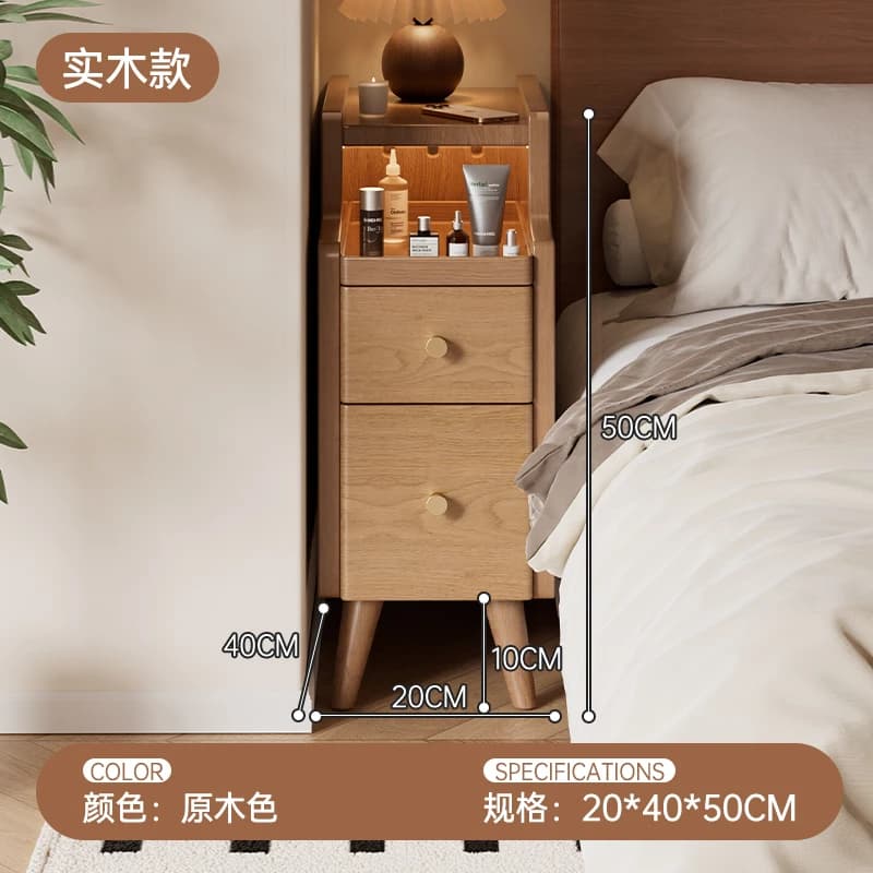 Table de chevet étroite minimaliste en bois massif, Ultra-mince, 20cm, armoire de rangement pour la 