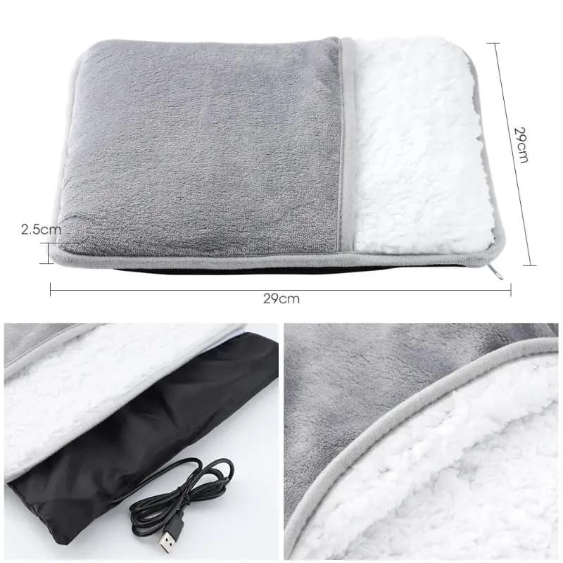 Coussin chauffant électrique pour pieds, chargeur USB, peluche douce, lavable, chauffe-pieds, amélio