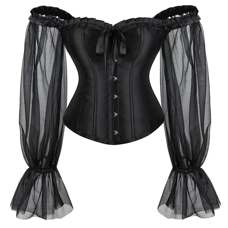Femmes hors épaule haut Corset gothique Sexy surbuste Corsets gaine amincissante noir transparent à 