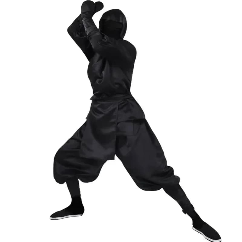 Disfraz Ninja Hombre Halloween unisexe Cosplay vêtements adulte samouraï à capuche noir tout compris