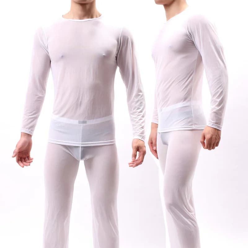 Pyjamas transparents pour hommes, vêtements de nuit sexy pour hommes, vêtements de détente transpare