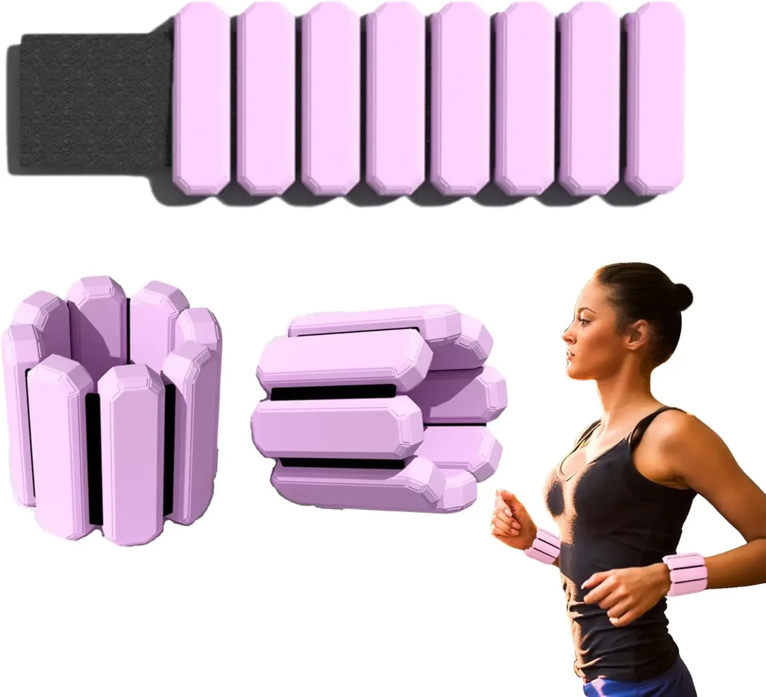 2 poids réglables pour poignets et chevilles, bracelets lestés pour bras et jambes, pour Pilates, Yo