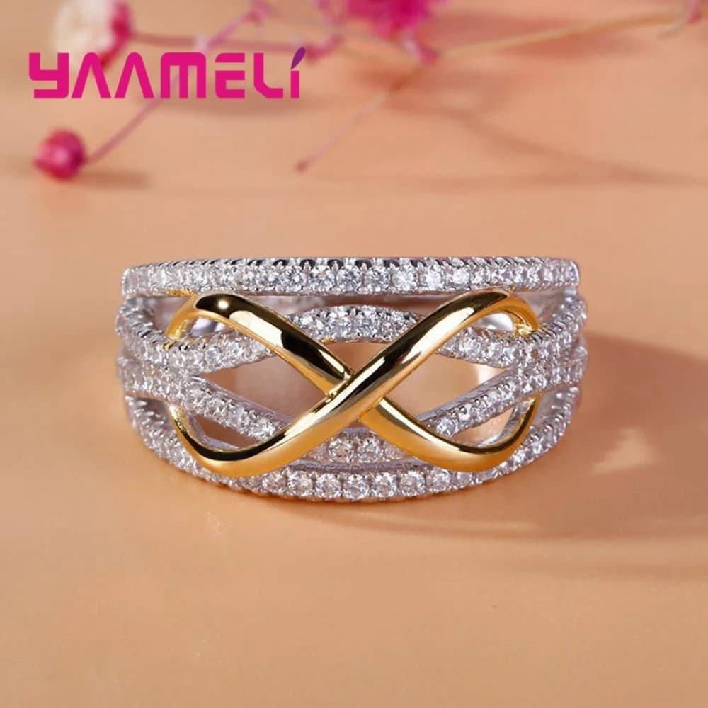Bague d'amour en argent regardé 925 pour femme, Extron Love, Shining Cubic Zunderes on Bowvétérans t
