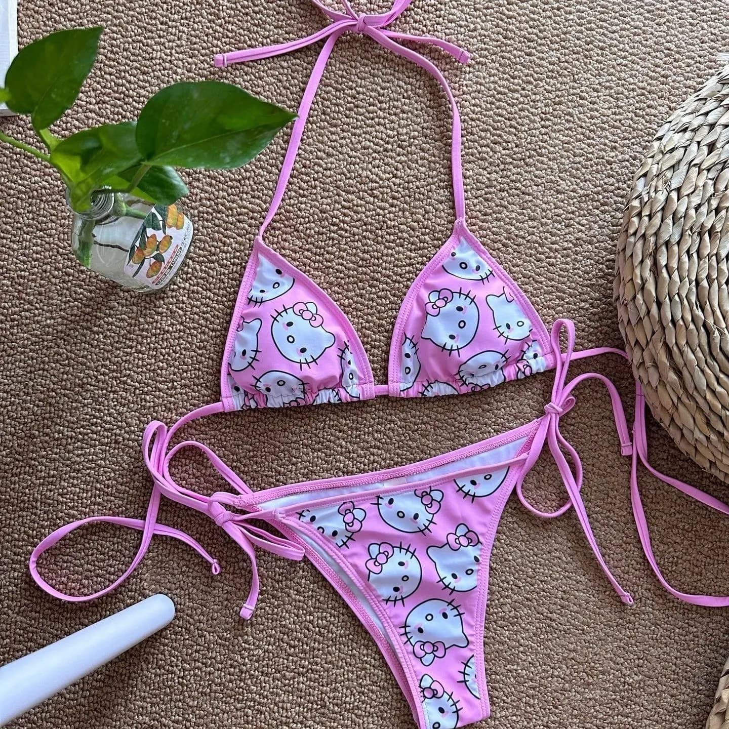 Ensembles de bikinis Hello Kitty, maillots de bain Kawaii My Melody pour filles, lingerie de plage A