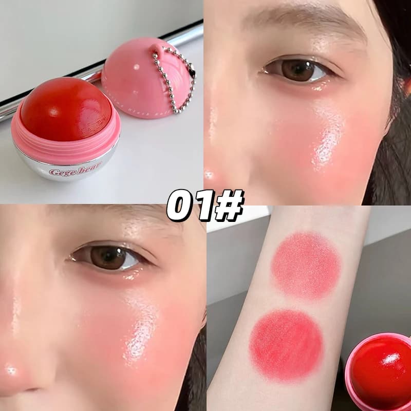 Gege Bear Juice Blush Ball Water Light Fard éclaircissant pour le visage, couleur facile, multi-usag
