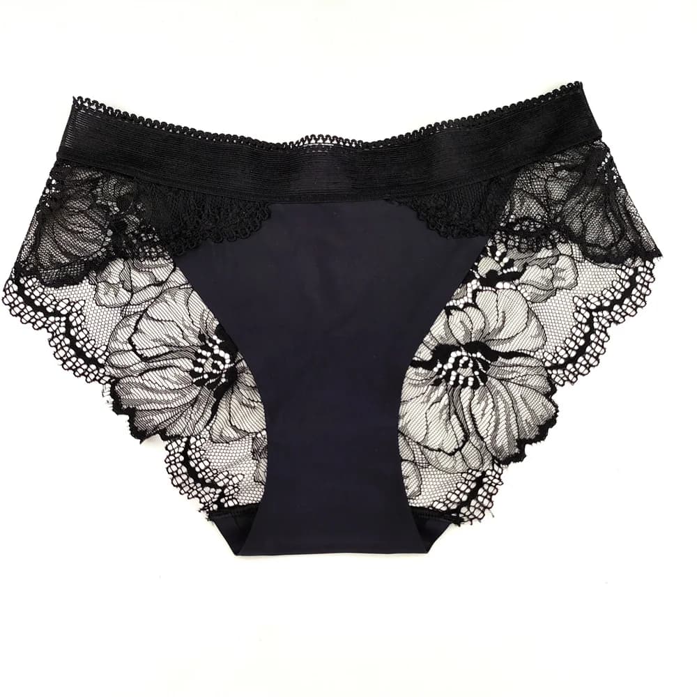 Culotte en dentelle sans couture pour femmes, sous-vêtements Sexy rose vif, culotte transparente ajo