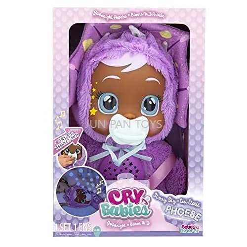 Poupée interactive Cry Babies Goodnight Starry Sky Projection Phoebe Daisy 12 pouces, veilleuse pour