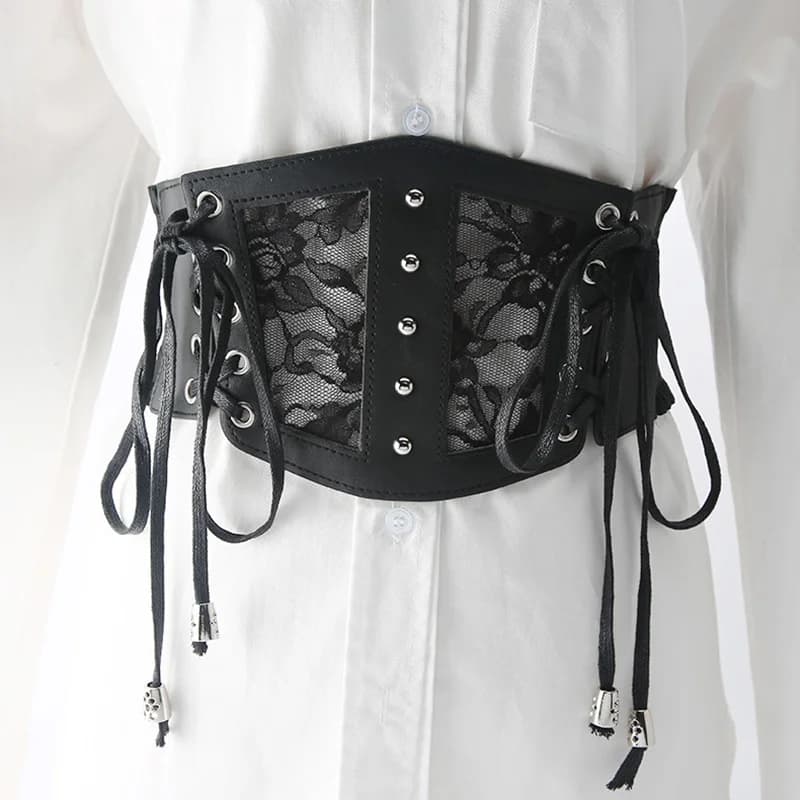 Corset Noir Sexy en Dentelle pour Femme, Bandage de Taille sous le Buste, Bustier Amincissant, Large