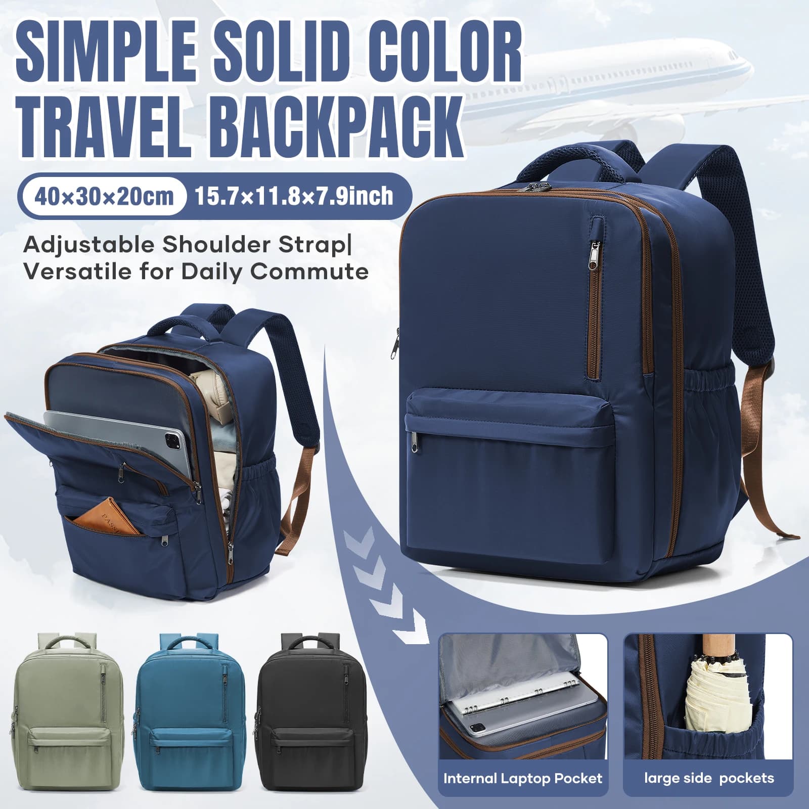 Bagage à main Ryanair 40x30x20, sac à dos pour avion, sac à dos pour ordinateur portable, sac à dos 