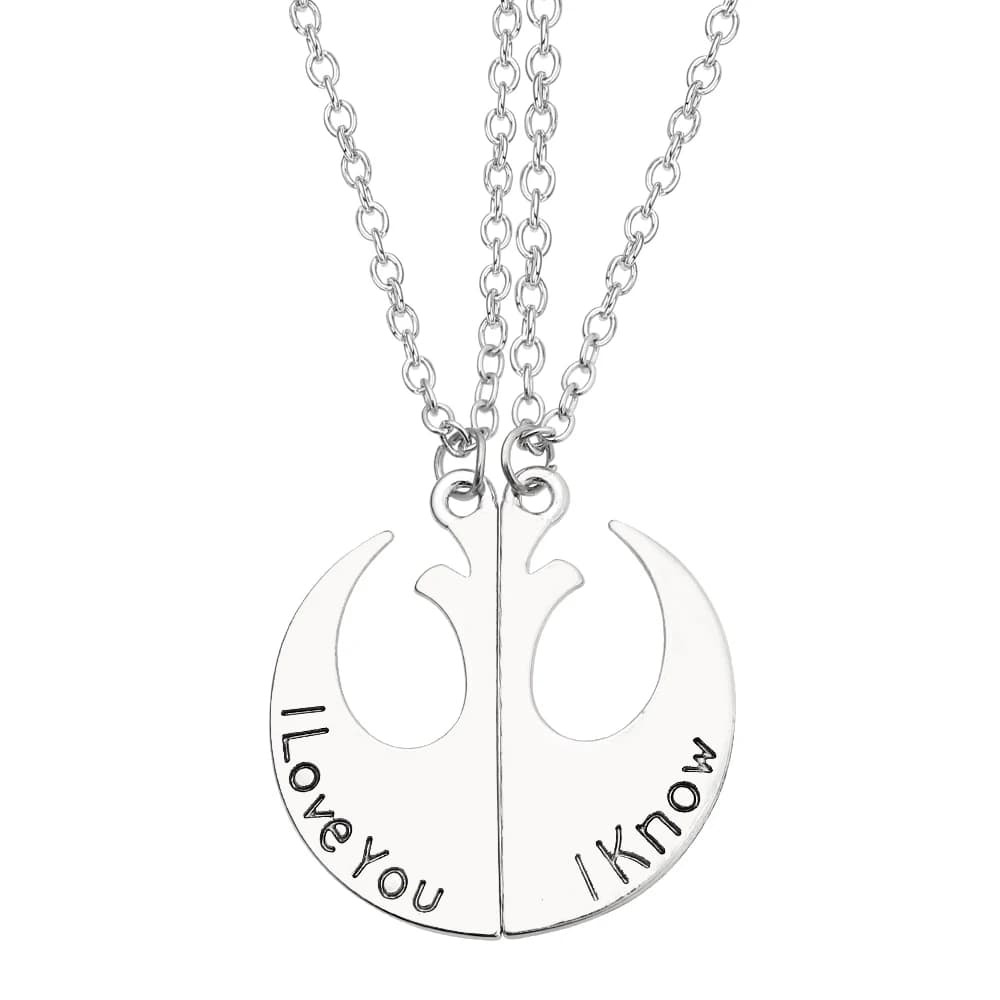 Collier pendentif en métal créatif inspiré du cinéma, motif lettres « I Love You I Know », accessoir