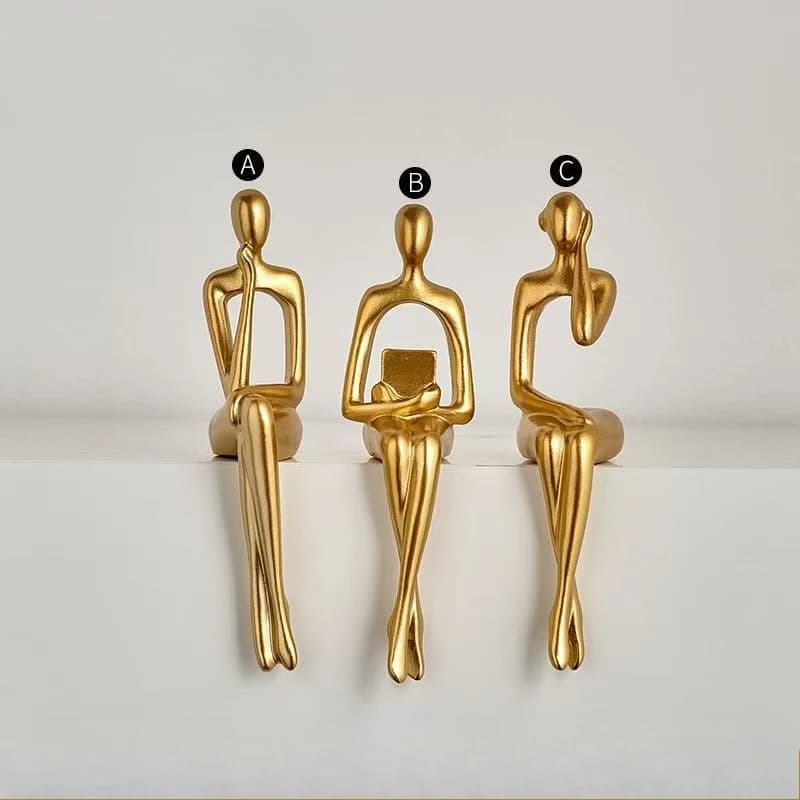 Ensemble de sculptures de figurines humaines abstraites de 3 pièces, statues d'art en résine moderne